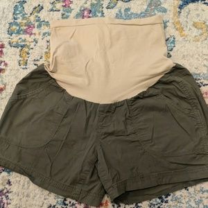 Olive maternity shorts